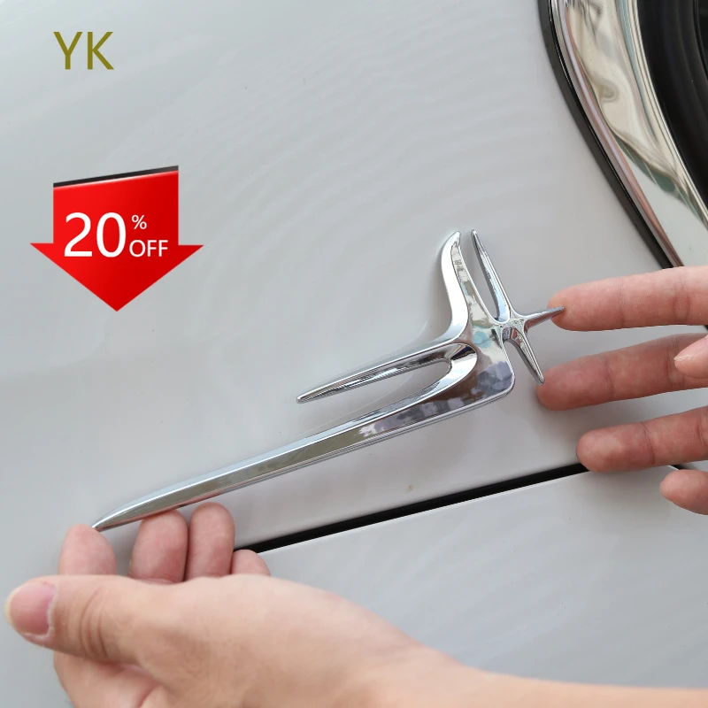 

For Mercedes Benz C E Class W205 W213 16-29 ABS Silver Car Lengthened Standard rear side emblem Trim 3D Sticker Car Accessories