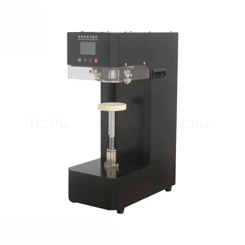 Máquina de selagem inteligente semiautomática de mesa não rotativa para latas de refrigerante e lata de plástico, PET, alumínio