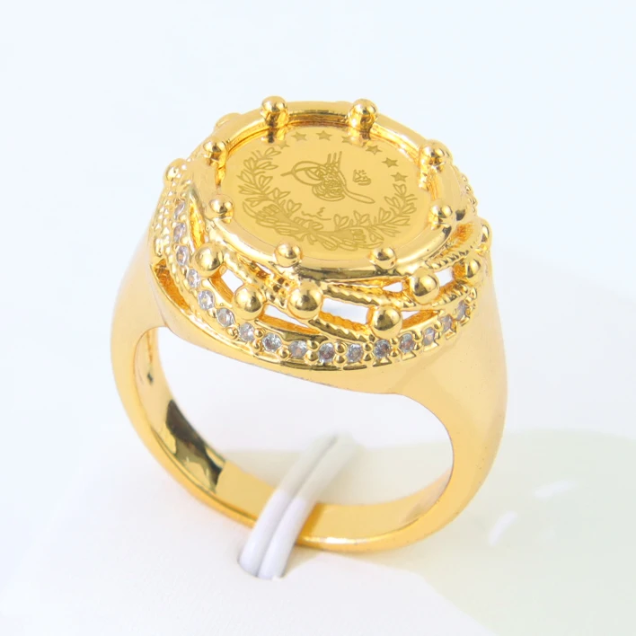 Türkische Goldmünzen Ring 21 Karat vergoldet Dubai Braut Hochzeit Paare Ringe Arabisch Islamische Frauen Ramadan Party Schmuck – Detail 22