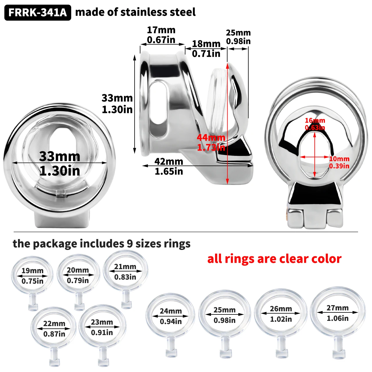 FRRK Small Chastity Cage 9Pcs Invisible Rings Urinary Lock BDSM Intimate Wearable Toy Adult Private Daily Personal Lifestyle Gea - view 2