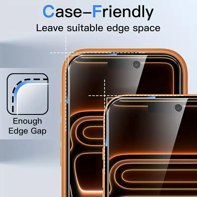 3 Piezas Protector de Pantalla de Vidrio Templado para iPhone 18/17/16/15, Cobertura Completa, Antirrayas, Resistente a Huellas, Compatible con Face ID 5