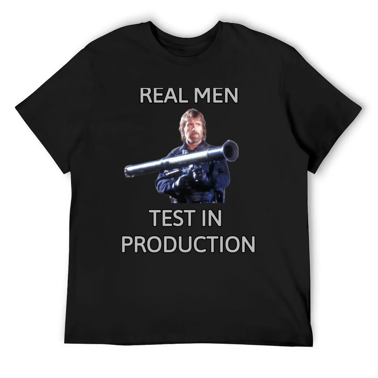 Chuck Norris - Real Men Test in Production T-Shirt hippie clothes graphic shirts mens clothing