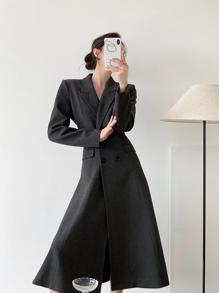 

Ay костюм Sle Hepburn Thiened с длинной талией, утягивающее шерстяное пальто, женская высококачественная модная верхняя одежда Ele Coat