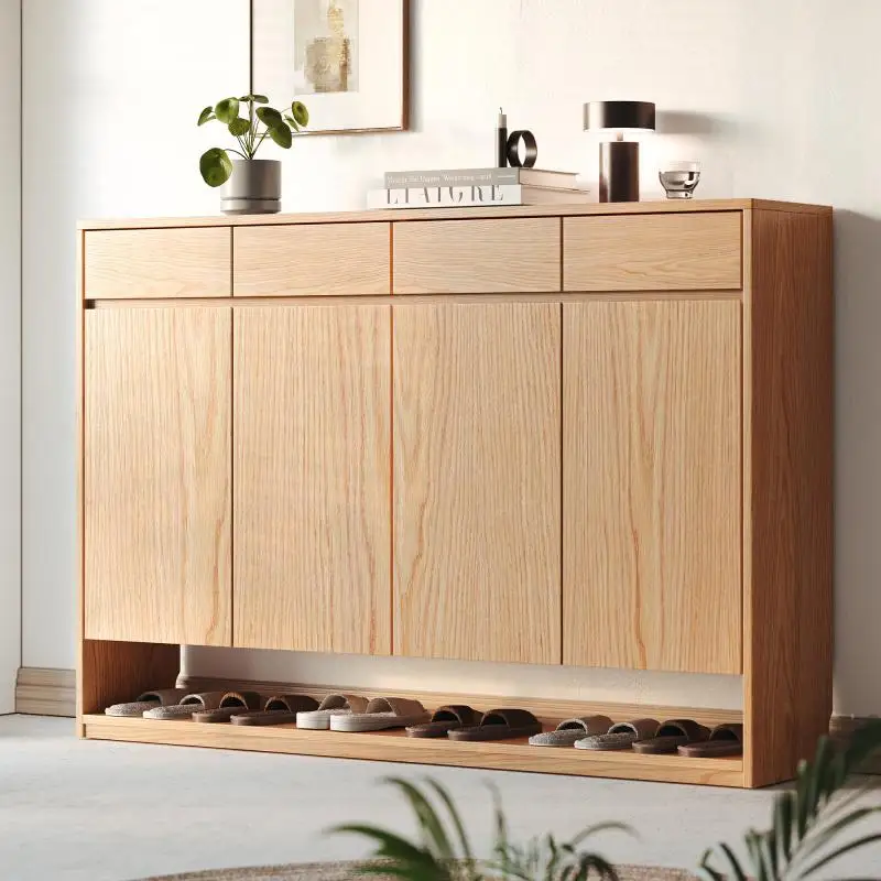

Solid wood oak shoe cabinet household door log wind entrance door porch cabinet small apartment storage locker