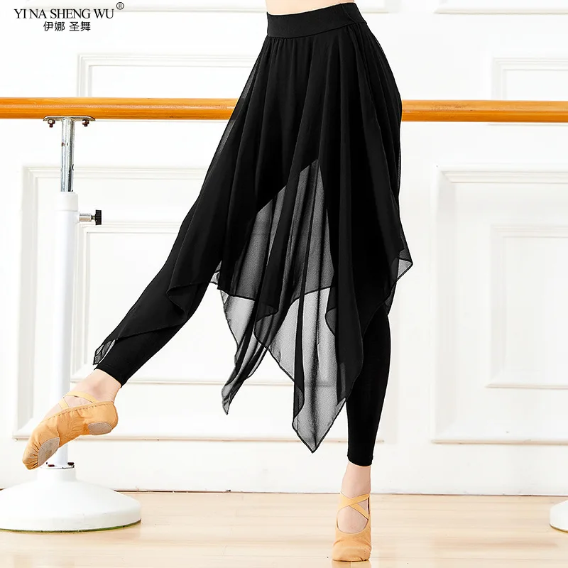 Classical Dance Skirted Legging For Women Skorts Tights Comfortable Modal Capri Black Maxi Skirt Adults Dancewear Practice Pants