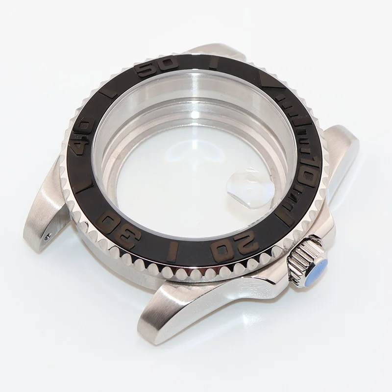40MM Silver Yacht Master NH35 NH36 NH34 Watch Cases for Seiko Mod Automatic Mens Wristwatc Replacement Parts