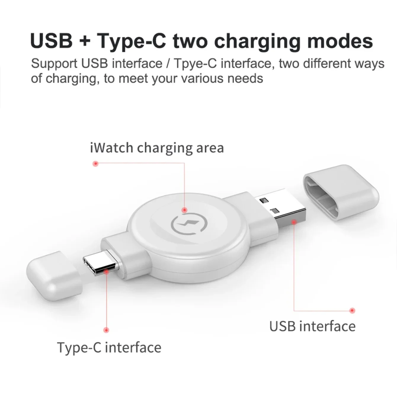 

Dual Port USB+Type C Smart Watch Wireless Charger Charge For Apple Watch 11 10 9 8 7 6 5 4 3 SE Samsung Galaxy Watch 7 6 5 4 3 2