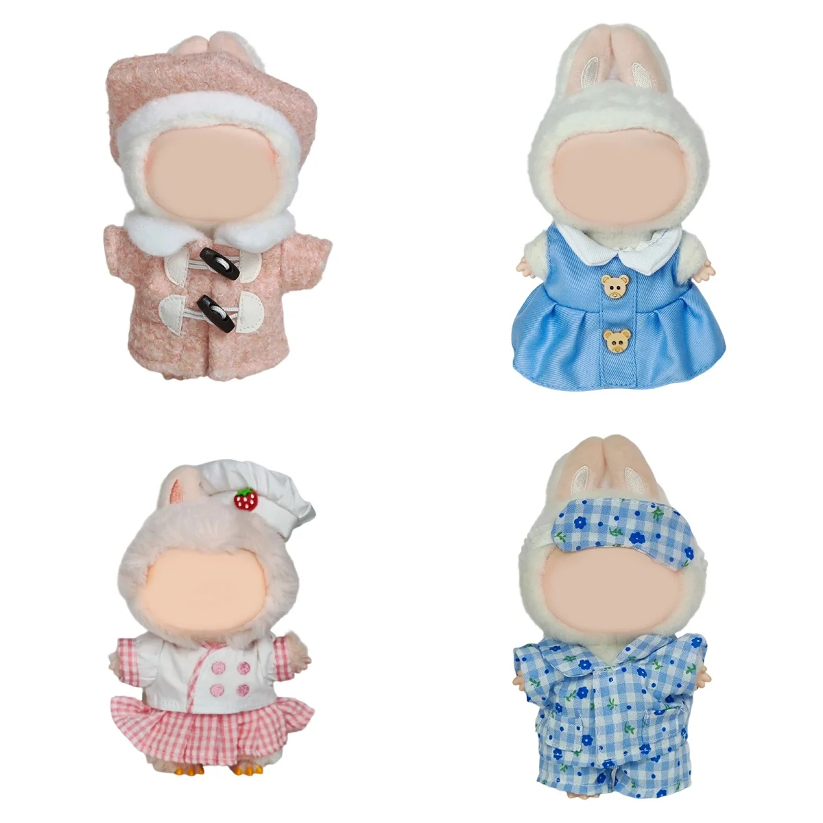 

For 17cm Labubu Clothes Outfit Plush Doll Clothes - V1 V2 Idol Complete Set with Sweater & Overalls | Stylish Doll Wear