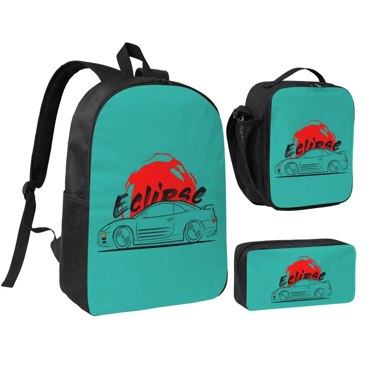 Mochila Eclipse 3 3G ECLIPSE para niños y niñas, mochila escolar, bolsos de hombro, 3 piezas, bolsa de almuerzo aislada, estuche para lápices