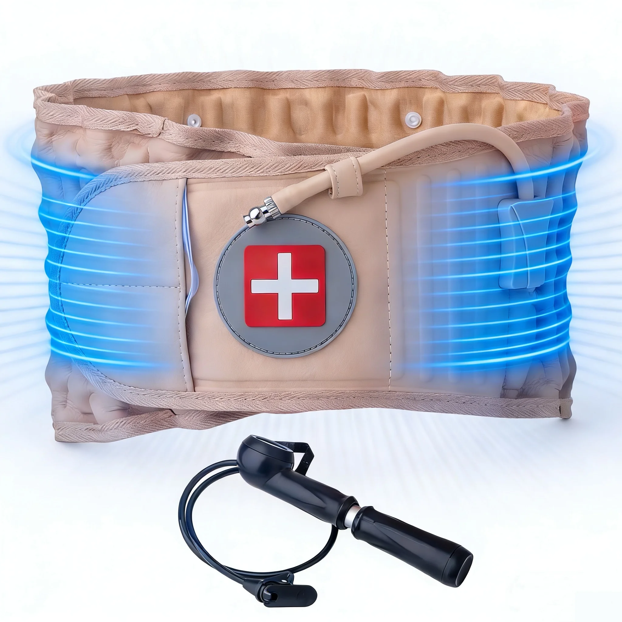 

Decompression Lumbar Support Belt Adjustable Inflatable Waist Belt Supports Lumbar Traction to Relieve Back Pain Massager Unisex