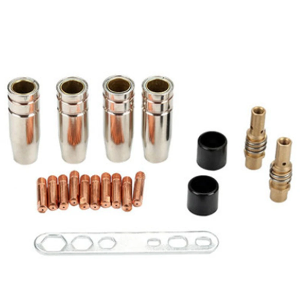 19Pcs MB15AK Welding Torch Nozzle Part Kit Conical Nozzle Sleeve Rod Tool Set for 15AK MIG MAG Welder Accessories 1.2mm