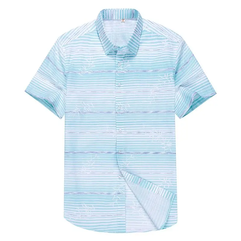 2023 New Style Summer Short Sve Plaid Shirts Fashion Men  Collar Nine Sleeve Length Fleece Lined Thickened Special Wide Fit