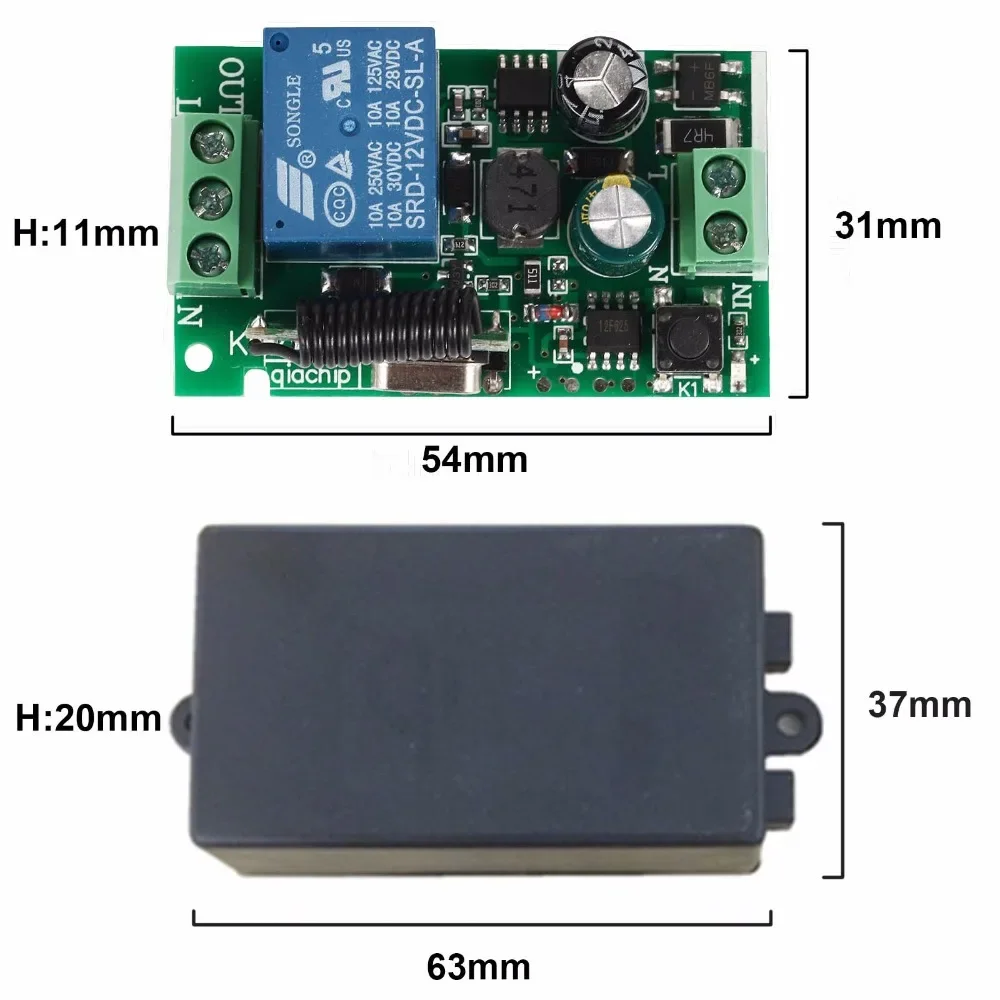 GERMA-Módulo de interruptor de relé receptor de Control remoto inalámbrico, transmisor de pared, interruptor remoto de pared, 433 MHz, CA 85V, 110V, 220V, 1 CH