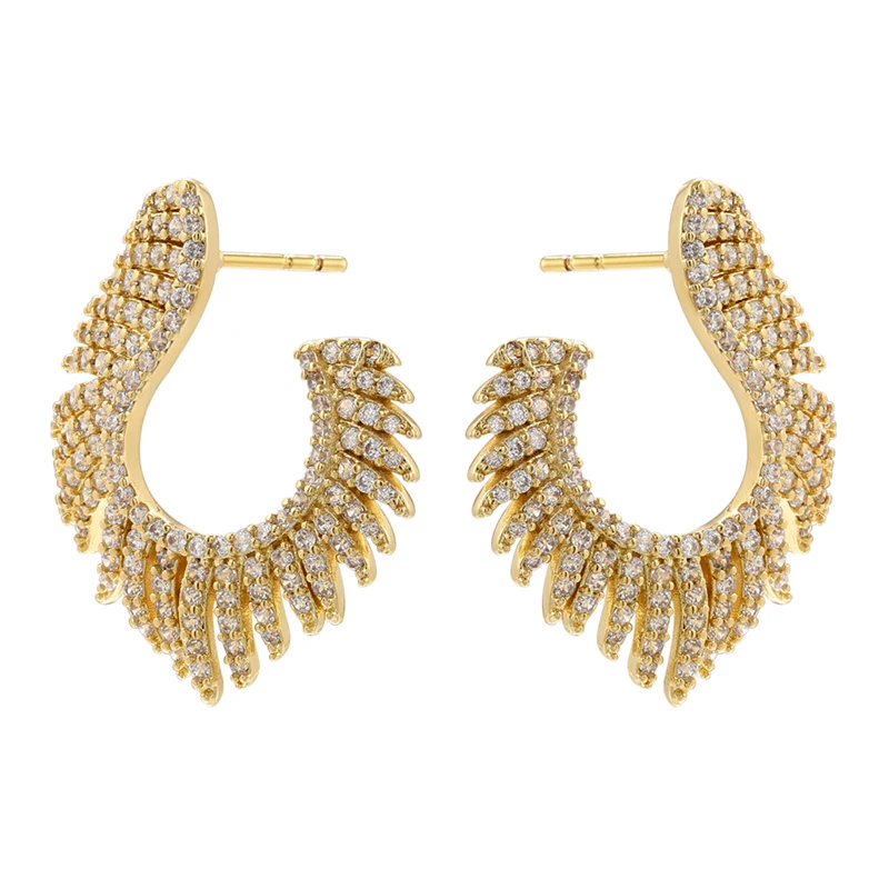 ZHUKOU Special Shape stud Earrings for women Gold color Cubic Zircon small hoop Earrings Fashion Jewelry Wholesale VE907