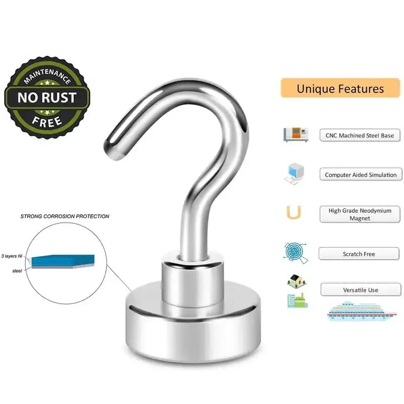 1 Stück superstarke magnetische Haken, 25 Pfund schwere magnetische Haken zum Aufhängen, Magnethaken für Kreuzfahrtschiffe, Campinggrill, Kit