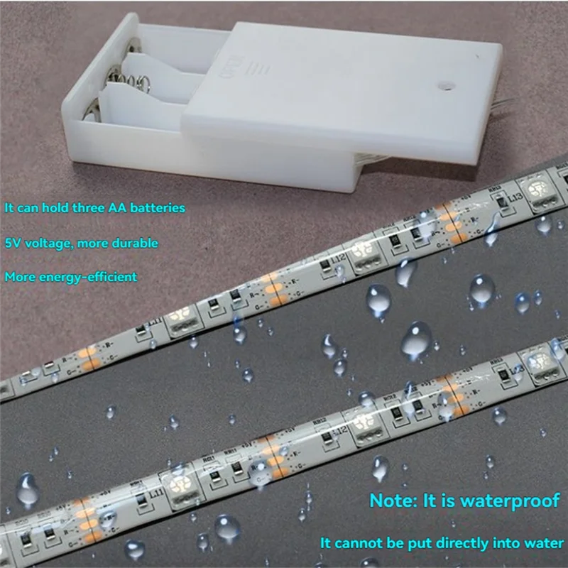 

A76X-DC 5V 5050 RGB Strip LED Light Battery Powed Led Strips Indoor Outdoor 24Key Control Remote