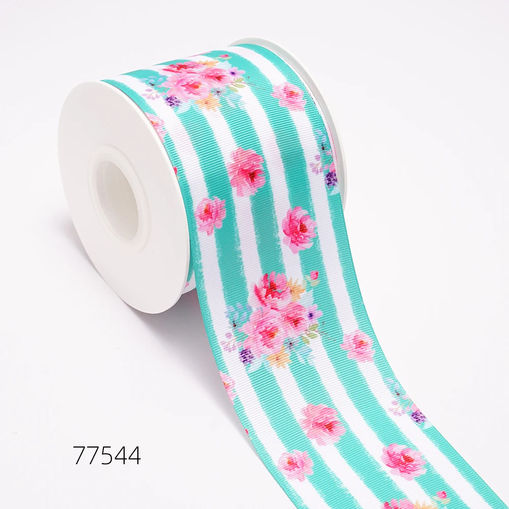 5 Yards Flower Printed Grosgrain Satin Ribbons For Bows DIY Craft Decoration Packaging Supplies. 77534