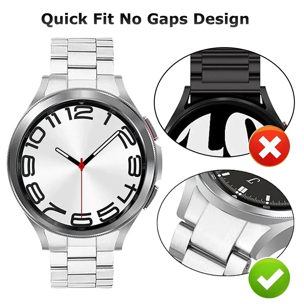 No Gaps Titanium Color Band for Samsung Galaxy Watch 7 6 4 5 Pro 45 40mm 44mm FE Classic 43mm 47mm 42 46mm Quick Fit Metal Strap