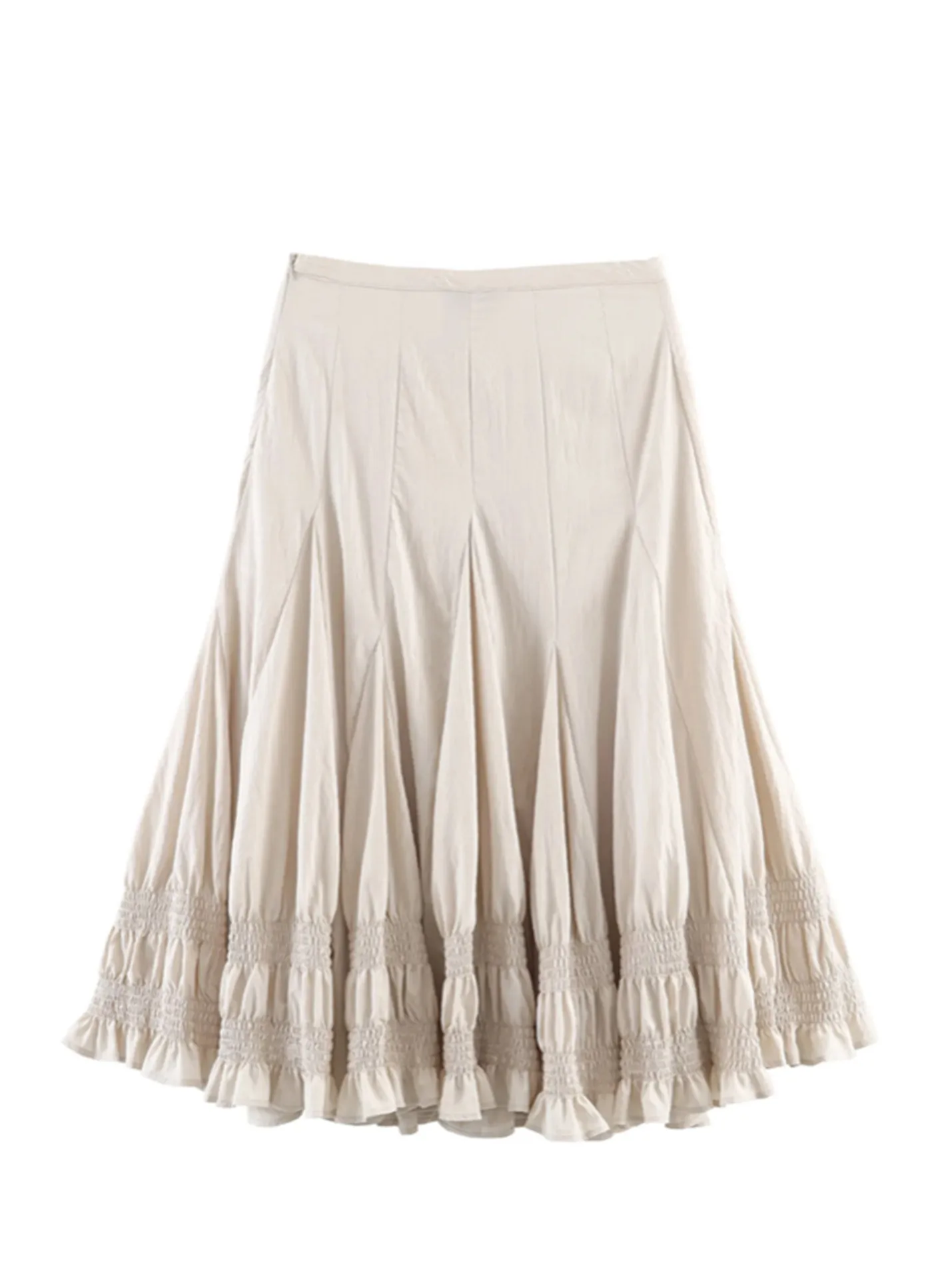 

Retro Wave Wide Hem Texture Fairy Half Skirt Slimming Simple Umbrella Skirt Trendy High Waist Pleated A-Line Street Style