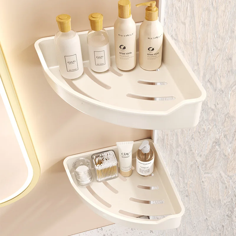 

No-Punch Bathroom Shelf Bathroom Storage Organizer Wall Mounted Shampoo Corner Organizer Toilet Vanity Cosmetic Wall Shelf