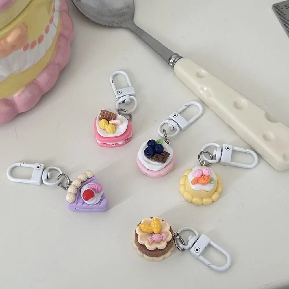 Simple Cute Cake Pendant Keychain Ins Cartoon Bag Accessories Simulation Three-dimensional Party Gift Jewelry Handbag