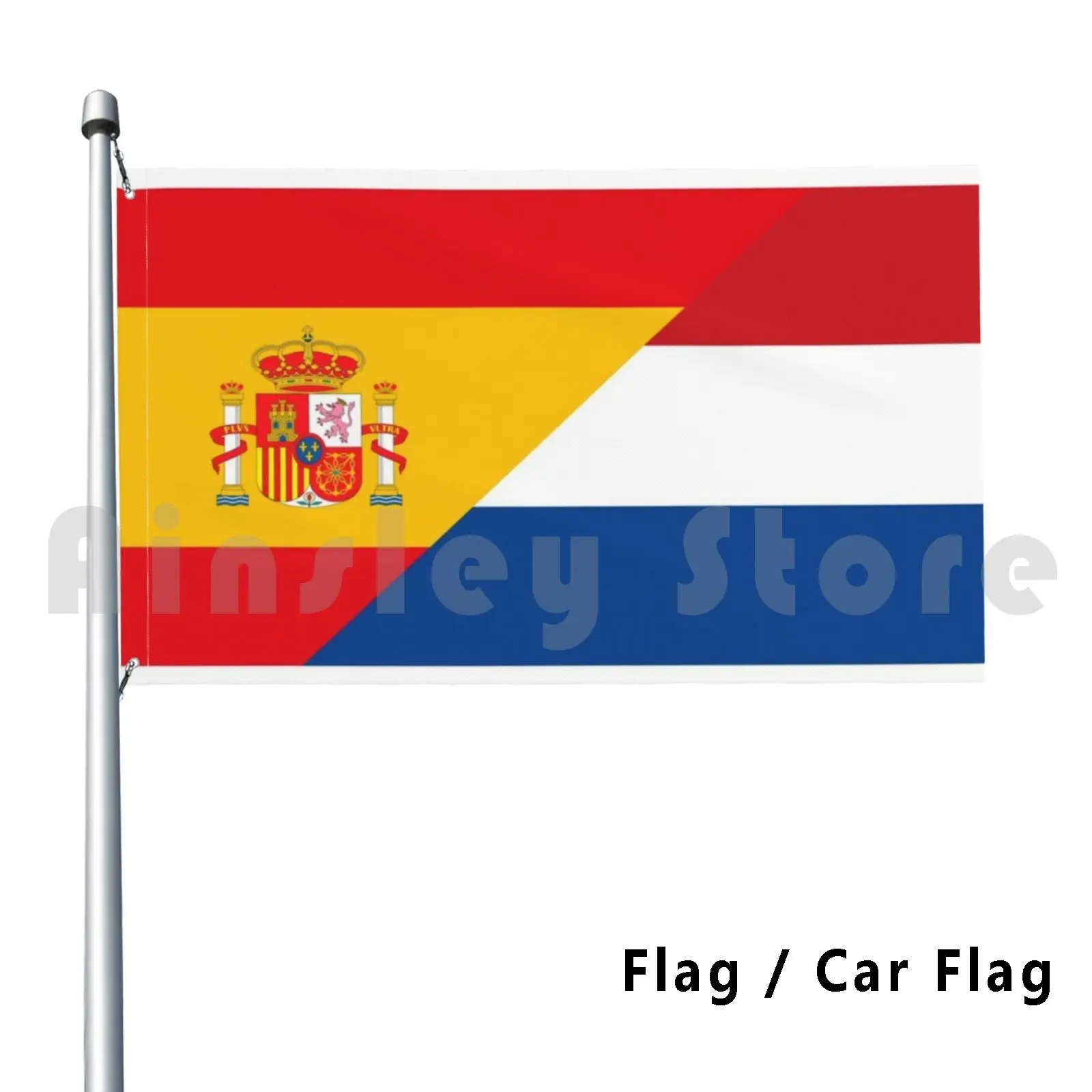 Half Dutch Half Spanish Flag Car Flag Funny Spain Holland Netherlands Spanish Es Dutch Flag Espa ? Ol Half