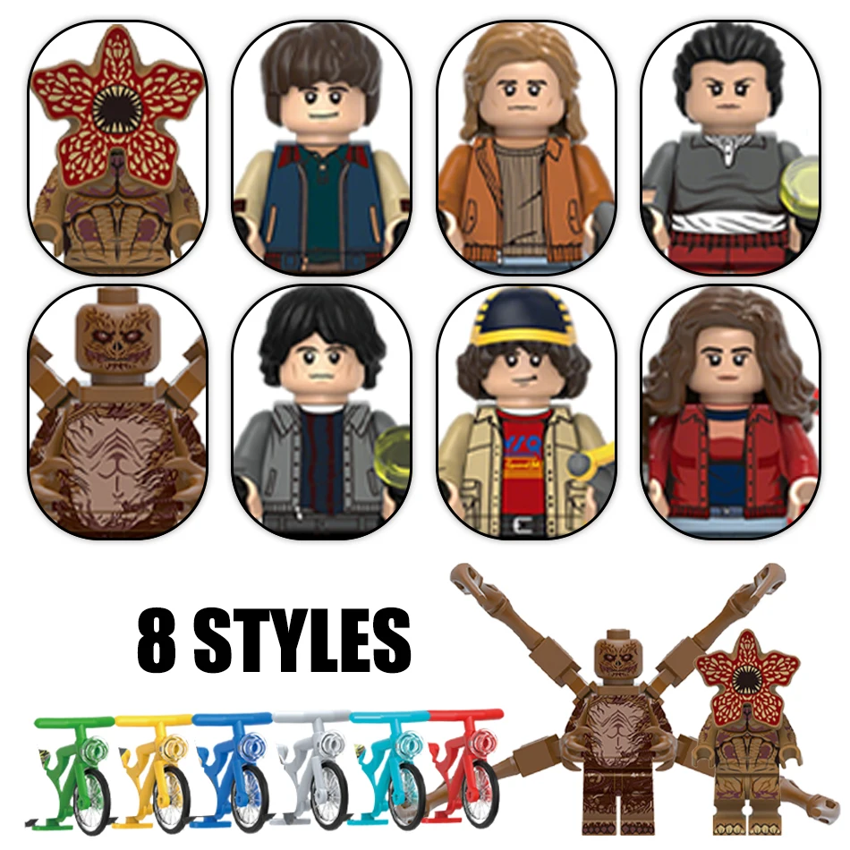 

8Pcs/Set The Horror TV Dustin Mike Lucas Will Demogorgon Model Building Blocks Enlighten Action Figure Bricks Toys For Children