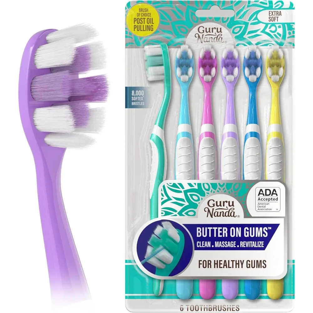 

Ultra Soft Toothbrush for Sensitive and Receding Gums ADA Accepted 8000 Bristles Whitening Six Pack