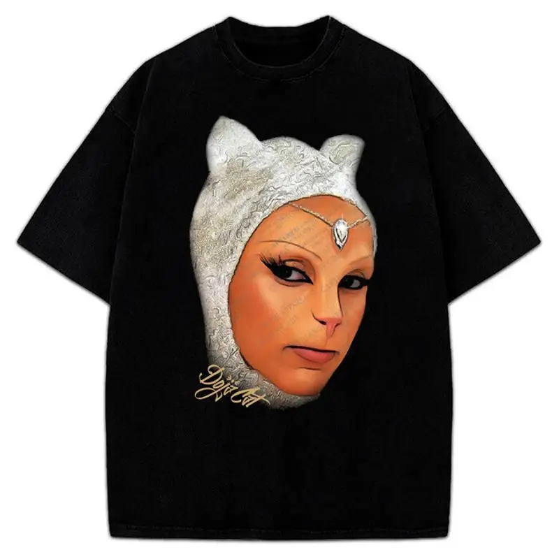 Футболка Doja Cat Amala Paint The Town Красная футболка с большим лицом и котом на заказ