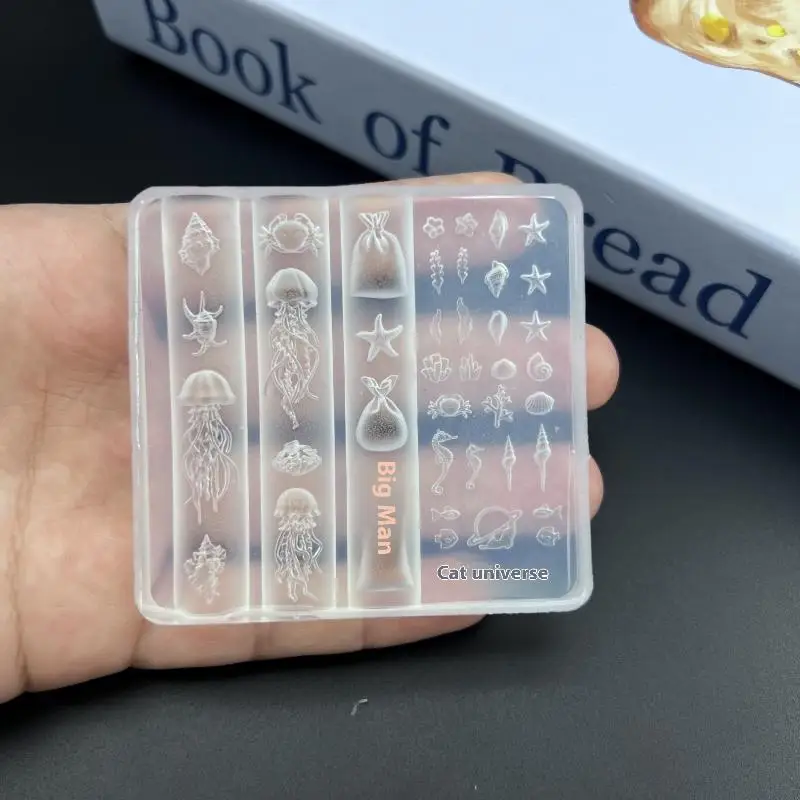 3D Ocean Series Jellyfish Starfish Shells Transparent Manicure Mold For Nails Crafts Silicone Nail Mold DIY Nail Art Decoration