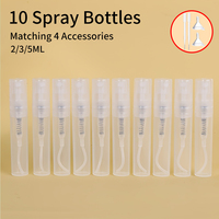 10pcs 4 Accessories 2/3/5ml Leakproof Travel Perfume Atomizer with 10 Spray Bottles, 2 Funnels, 2 Droppers Refillable