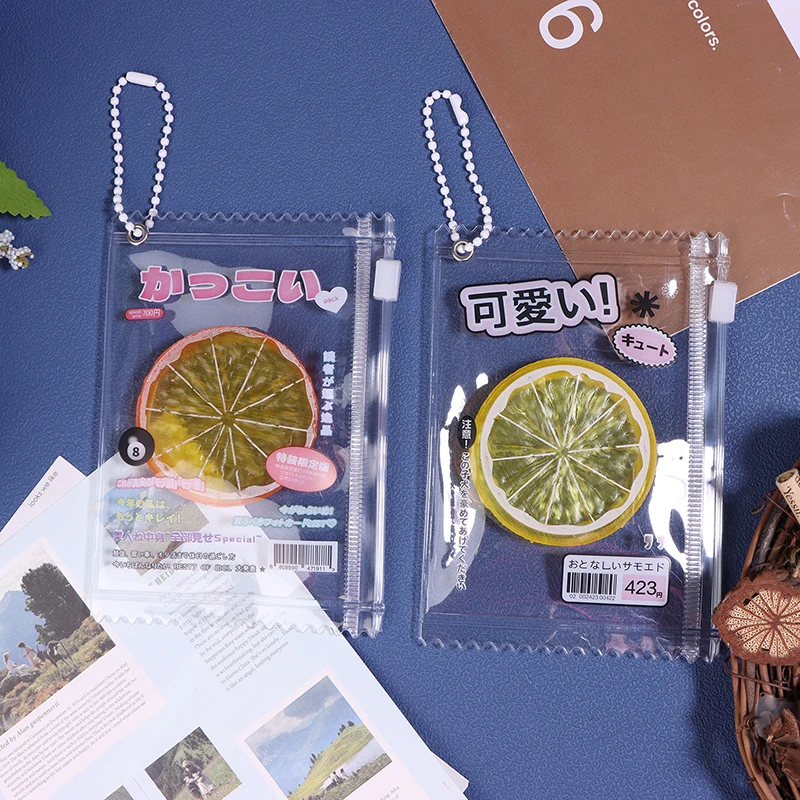 Cute Transparent Candy Bag Key Chain Badge Storage Display Bag Pendant Protective Shell Card Sleeves Holder Bag 1Pc