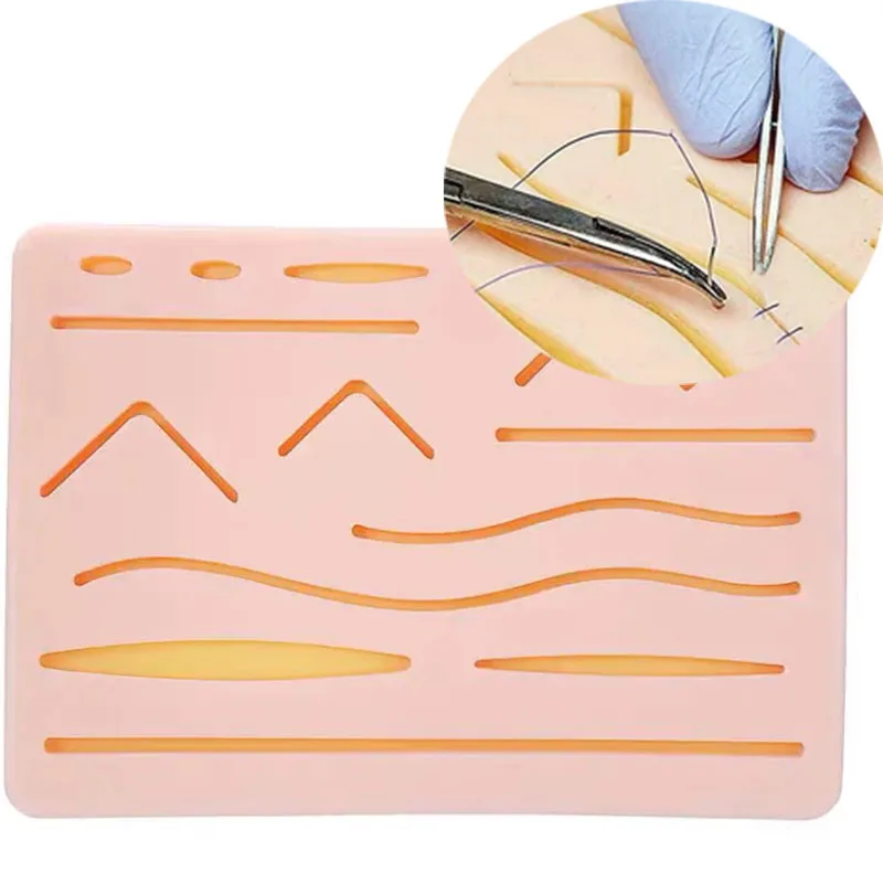 Y Traumatic Skin Suture Training Model Pad with Wound Silicone Suture Practice Pad Teaching Equipment Dental Tppls