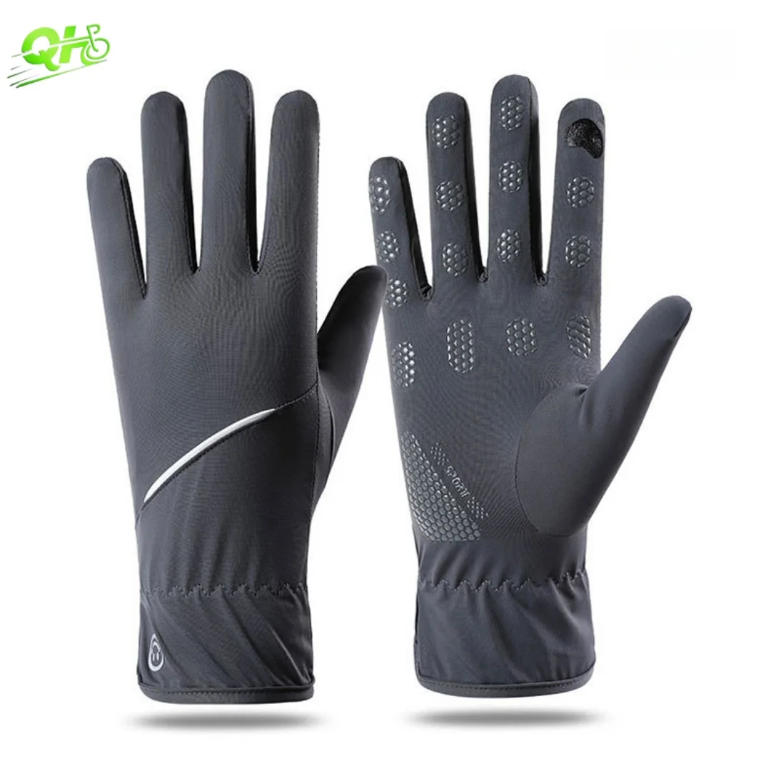 

Men Sunscreen Gloves Motorcycles Cycling Electric Bike Touchscreen Breathable Silicone 자전거 장갑 Anti Slip Camping Equipment