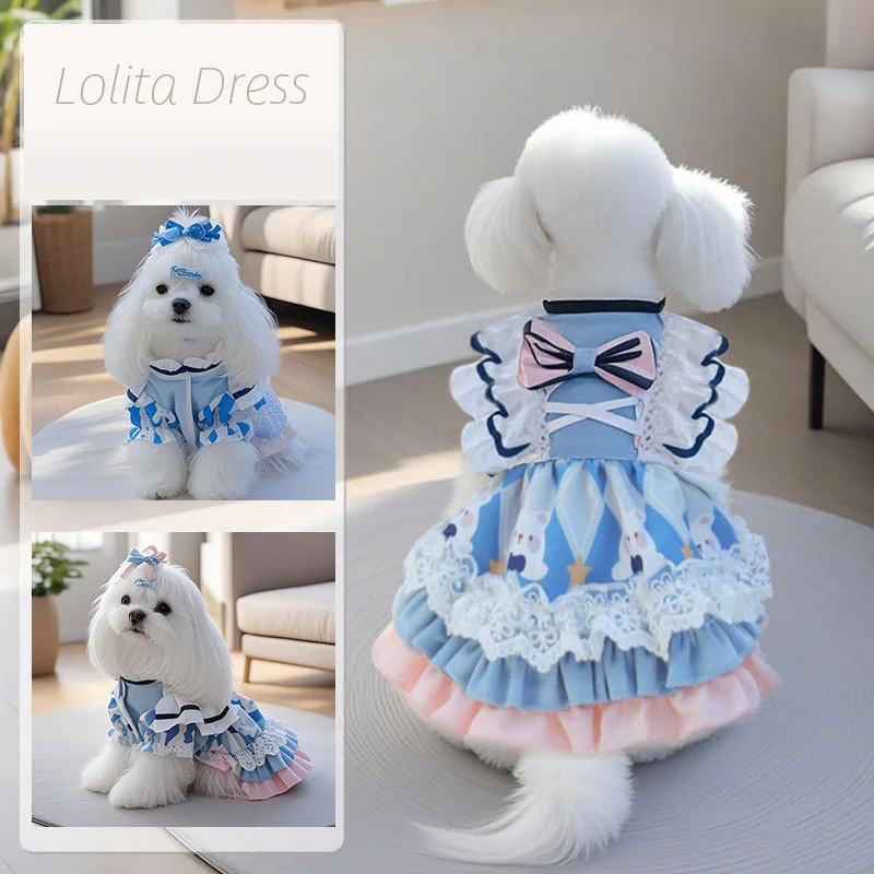 

2025 Spring Summer Dog Clothes Thin Puppy Dress Lolita Luxury Dog Clothing chihuahua Apparel Dresses Pet Costume for Small Dogs