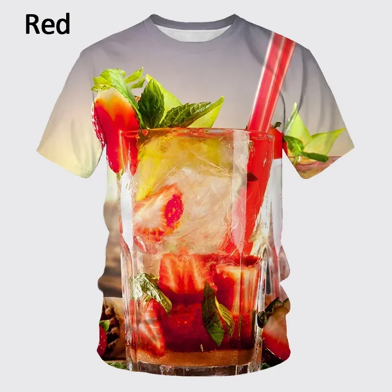 New Summer 3D Juice Drink Printed T Shirts Man Women's Casual Fashion Short Sleeved T Shirt Oversize Clothing