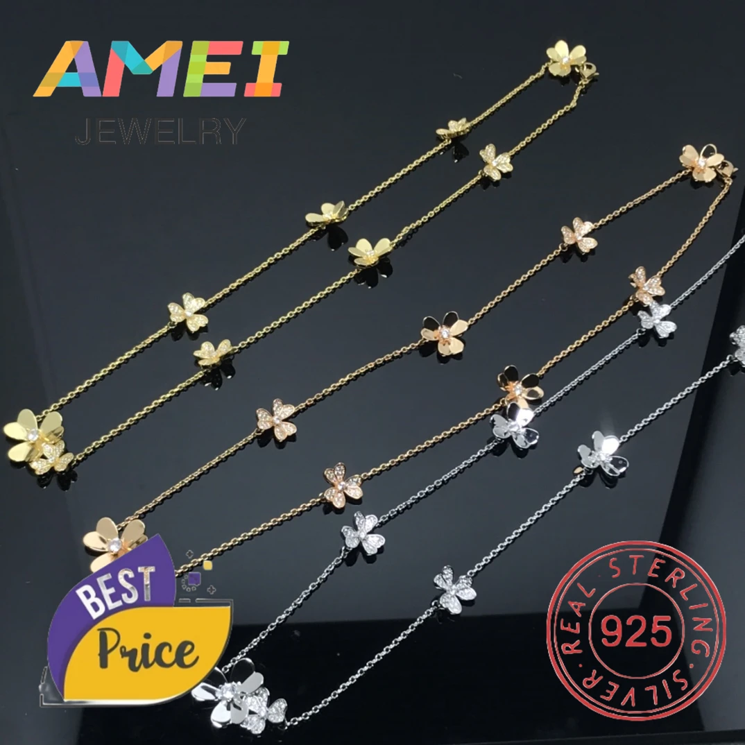 New European and American s925 Silver Glow Flower Necklace Couple Gift Simple Fashion Versatile Personalized Light Luxury