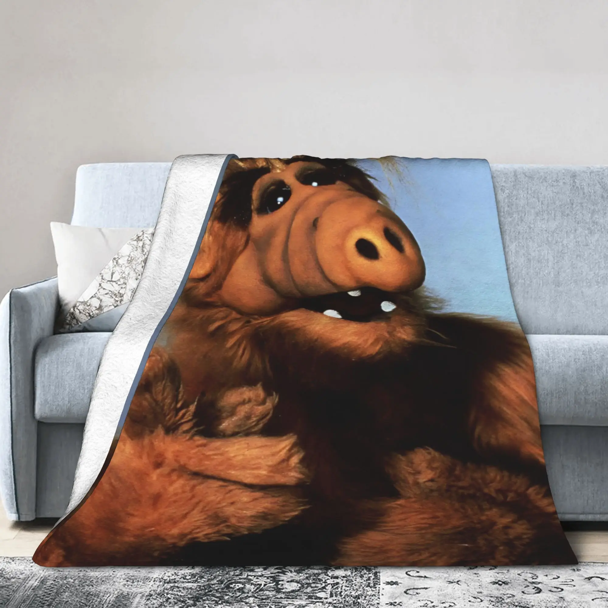Alf  Alien Life Form Comedy  Knitted Blankets  Wool Throw Blanket Bed Sofa Portable Ultra-Soft Warm Bedspreads