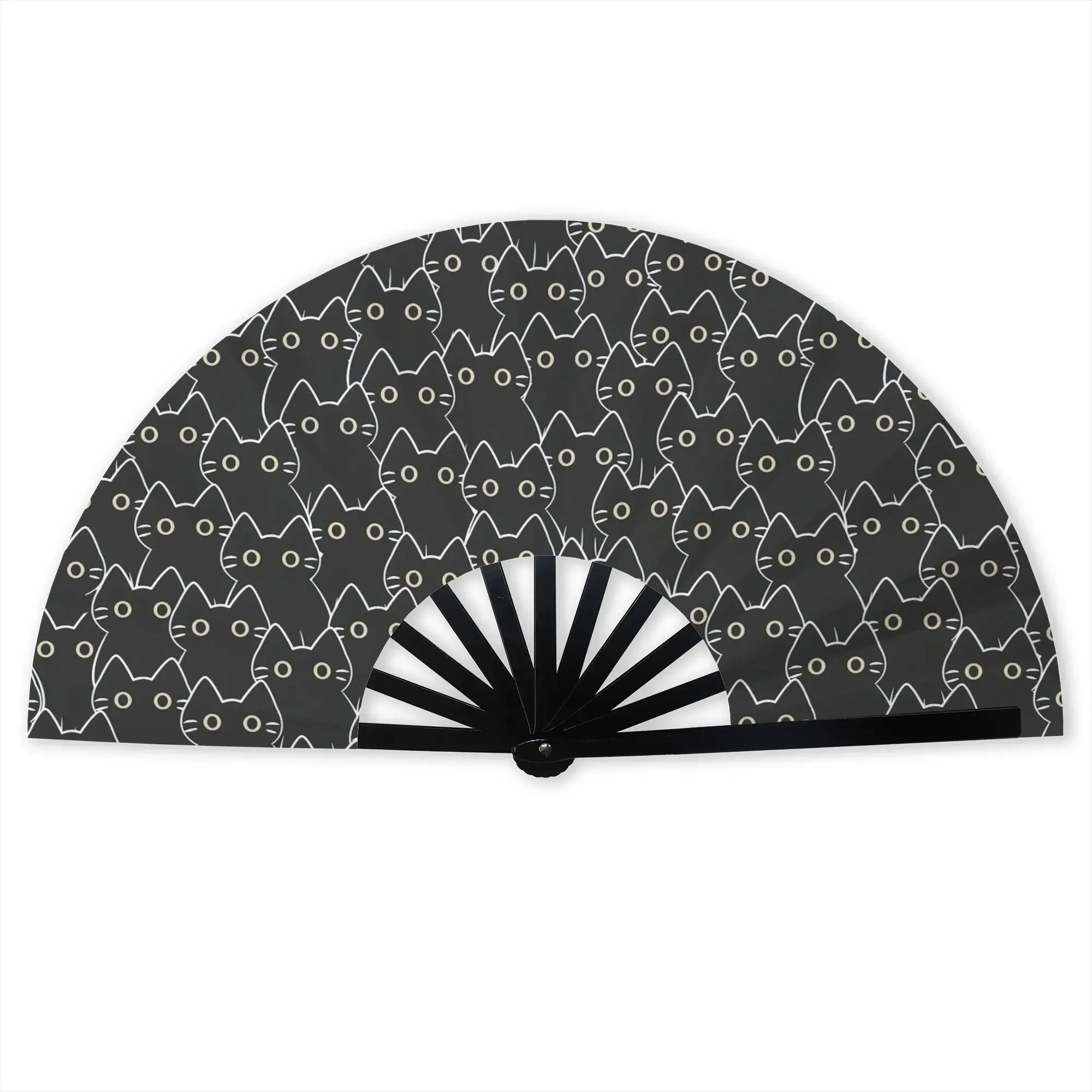 Funny Colourful Creative Cat Printed  Traditional Folding Fan Chinese Style  High-Quality Fans Gift Classic Decorative Hand Fan