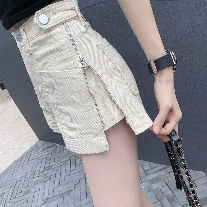 2025 High Waist Slimming Denim Shorts Summer Zipper New Korean Style Loose Pants Hot Shorts Thin