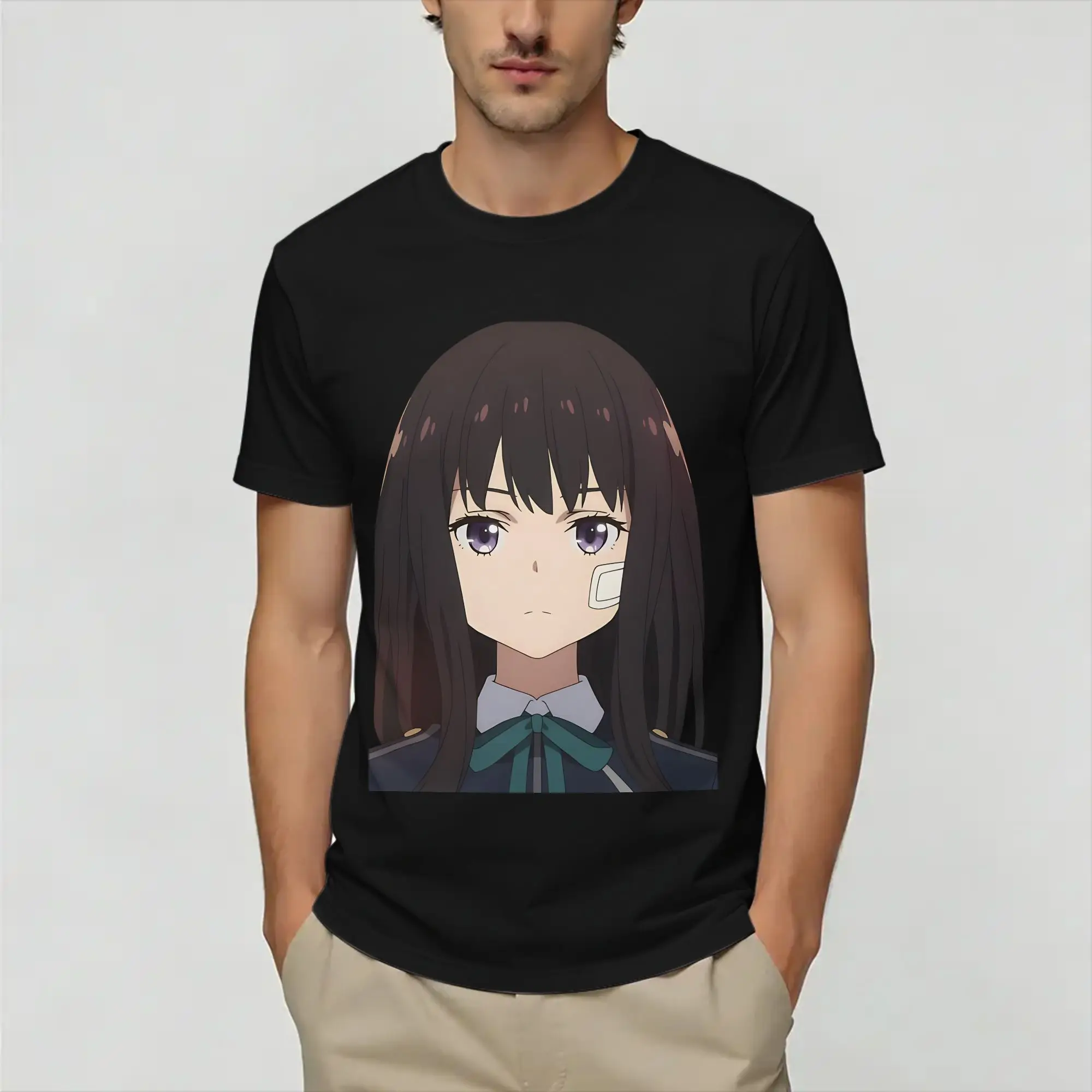 Men T-Shirts Lycoris Recoils  Leisure Cotton Tee Shirt Short Sleeve  T Shirt Crew Neck Tops Gift Idea