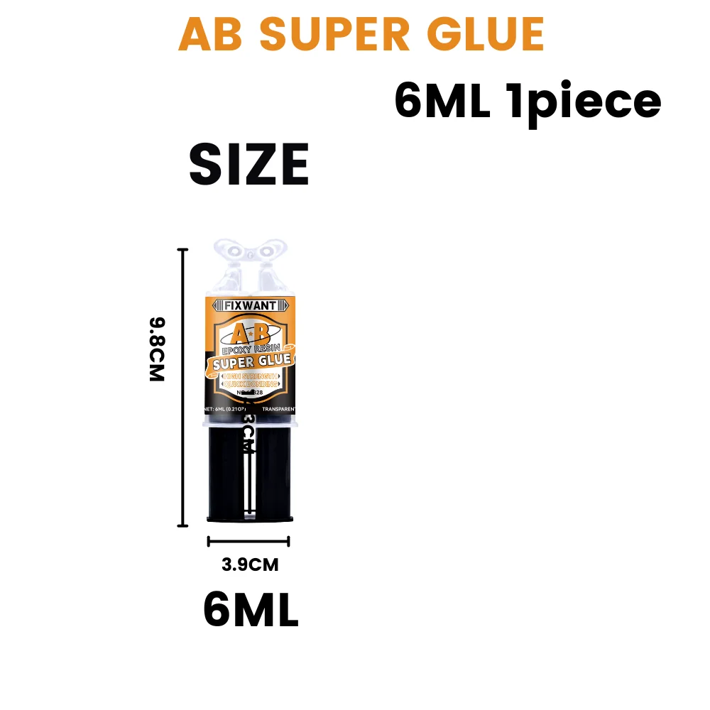 Epoxidharz-AB-Kleber, transparent, hochfest, wasserfest, vielseitig einsetzbar, hitzebeständig, Metall, Keramik, Glas, Klebstoff, 6/25 ml