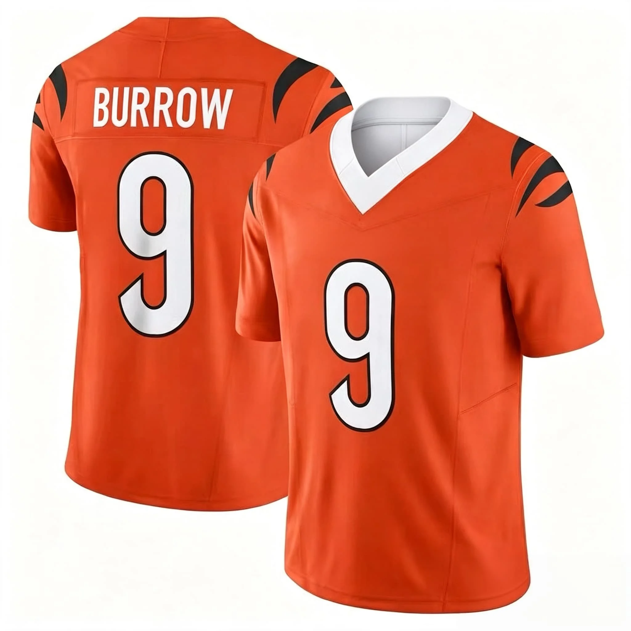 2026 Cincinnati #9 Joe Burrow Black Football Jersey Name Number V men Neck Short Sleeve Jersey Fans Daily Sports Family Matching