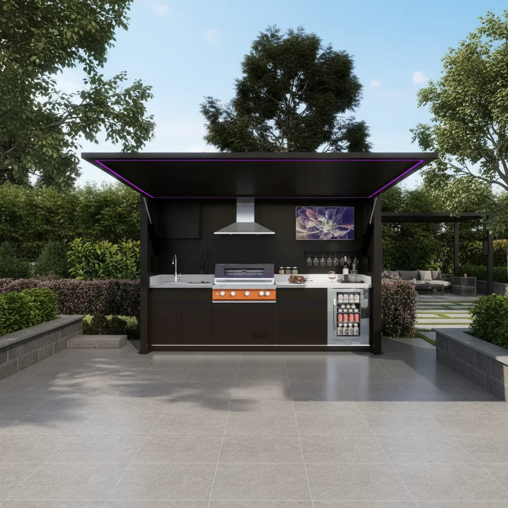 Luxurious Factory Direct Sales Outdoor Kitchen BBQ Island Multifunctional Modular Fireproof Stainless Steel 304 Cabinet Set