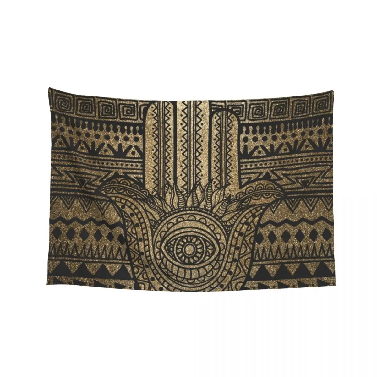 

Native Pattern Golden Hamsa Hand Tapestry Wall Carpet Bedroom Decor Aesthetic Tapestry