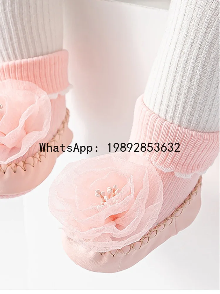 جوارب أطفال رفيعة جديدة مع أحذية جوارب للمشي للأطفال بحافة دانتيل لاصقة مضادة للانزلاق #5