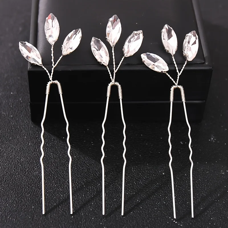 3Pcs Hair Pin Clip Set Crystal Rhinestone Hair Pin Clip Hairpin Bridal Wedding Hair Accessories Jewelry Clip Pin Hairpin Set