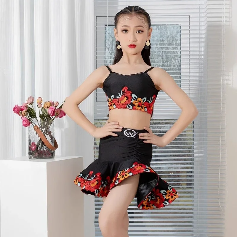 

Тренировочный костюм для латинских танцев для девочек, новые правила соревнований детского костюма, новый костюм для латинских танцев