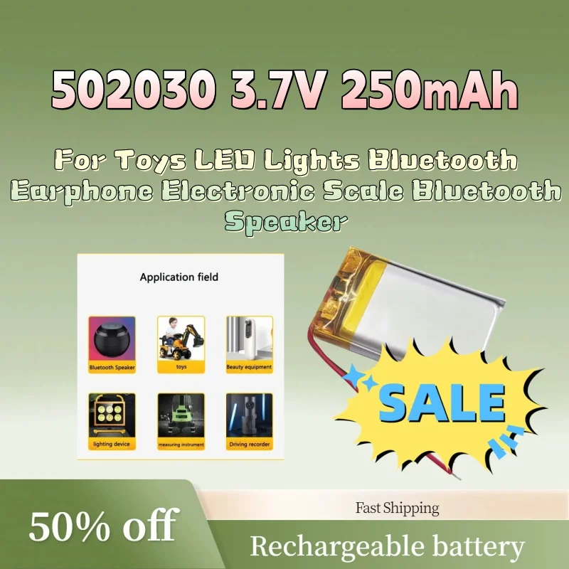 

Li-Po Rechargeable Battery for Toys LED Lights Bluetooth Earphone Electronic Scale Bluetooth Speaker 5-20PCS 502030 3.7V 250mAh