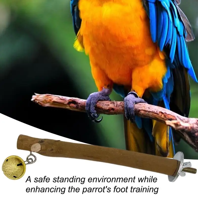 Bird Perch Stand Bird Stand Pole Exercise Toys Wooden Parakeet Perches Natural Standing Branch Bird Cage Toys Parrot Perch Bird